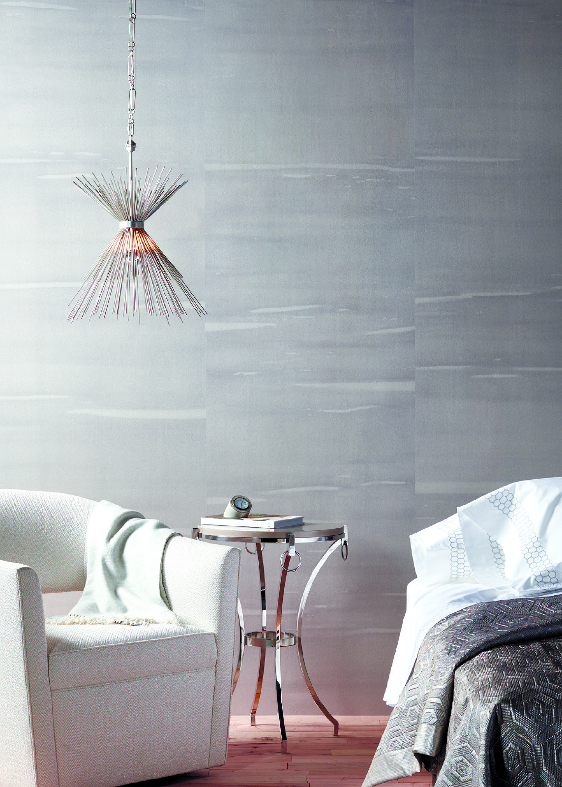 wallpaper behind the bed